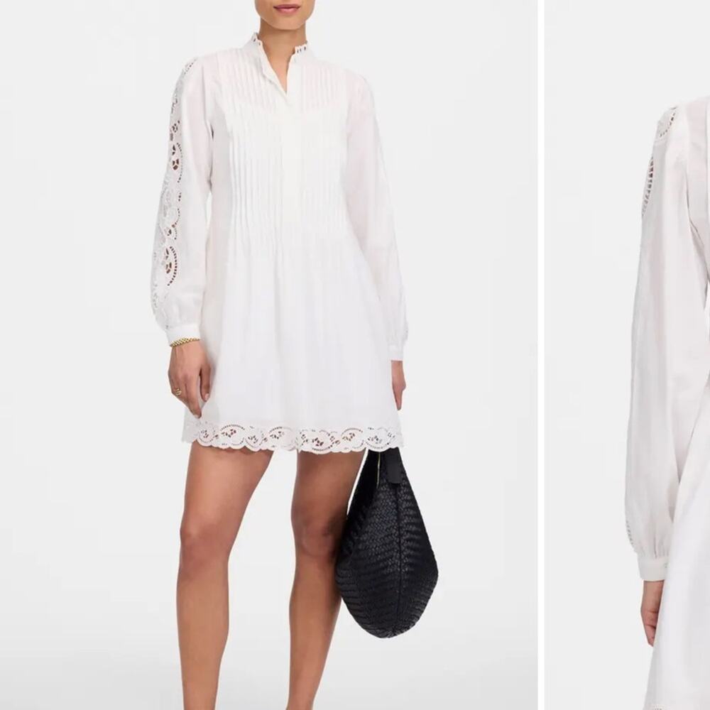 Madewell White Eyelet-Trim Mini Dress